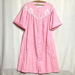 VTG House Dress Womens Sz 18 Short Sleeve Snap Button Lightweight Duster Mumu